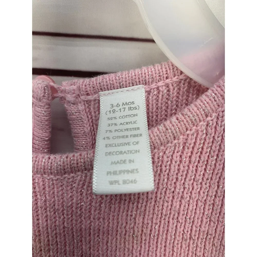 First Impressions 3-6‎ month long sleeve knit pink bow sweater dress